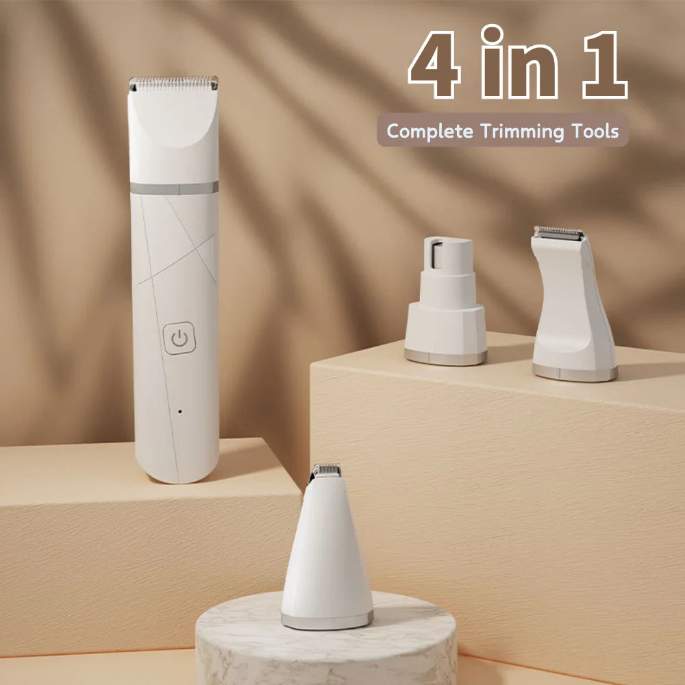 4 in 1 Rechargeable Cordless Pet Clipper Grooming Kit Low Noise USB Electric Dog Trimmer